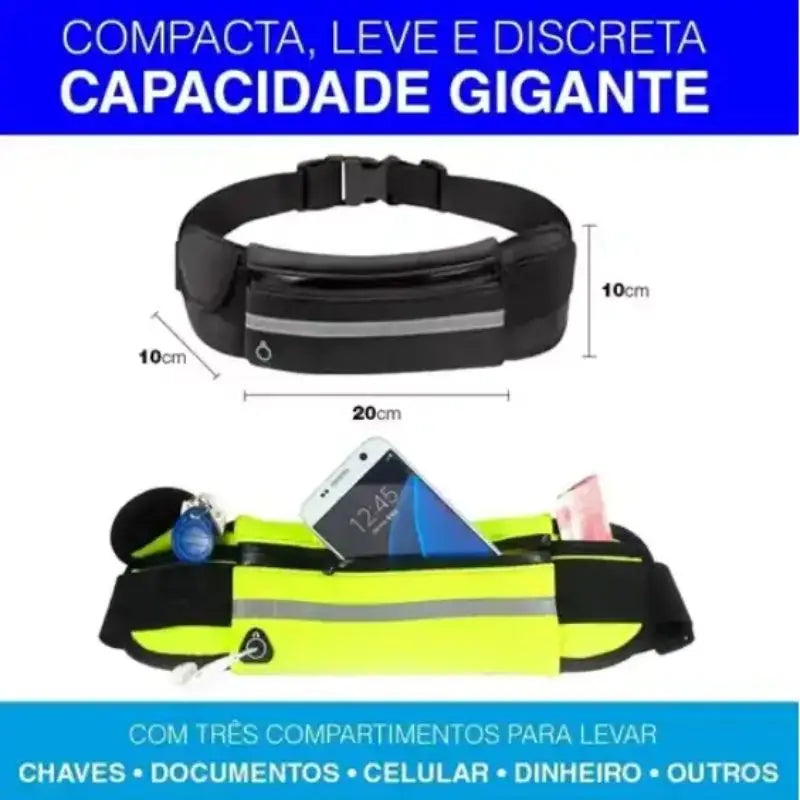 BOLSA PARA CORRIDA COM COMPARTIMENTO PARA CELULAR E GARRAFA