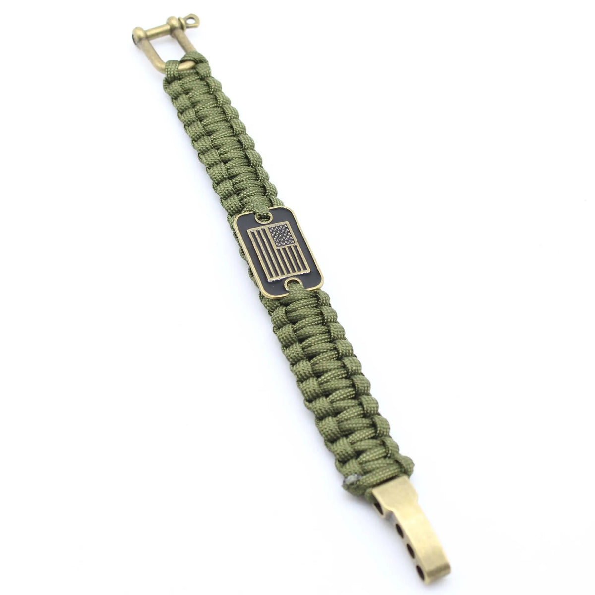 PULSEIRA TÁTICA DE SOBREVIVÊNCIA PARACORD FIVELA EUA EM BRONZE