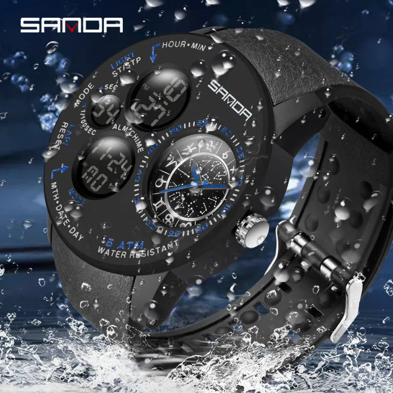 RELÓGIO DIGITAL SANDA 6036 DISPLAY DIGITAL CRIATIVO PULSEIRA DE SILICONE