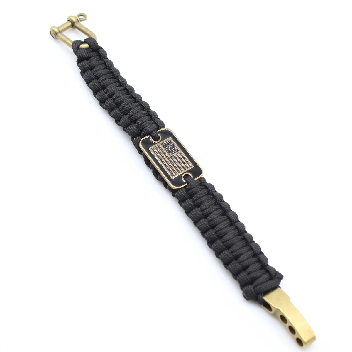 PULSEIRA TÁTICA DE SOBREVIVÊNCIA PARACORD FIVELA EUA EM BRONZE