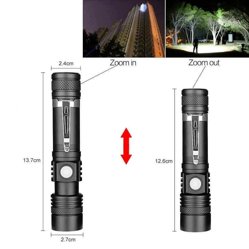 LANTERNA TÁTICA LED RECARREGÁVEL 600 LÚMENS