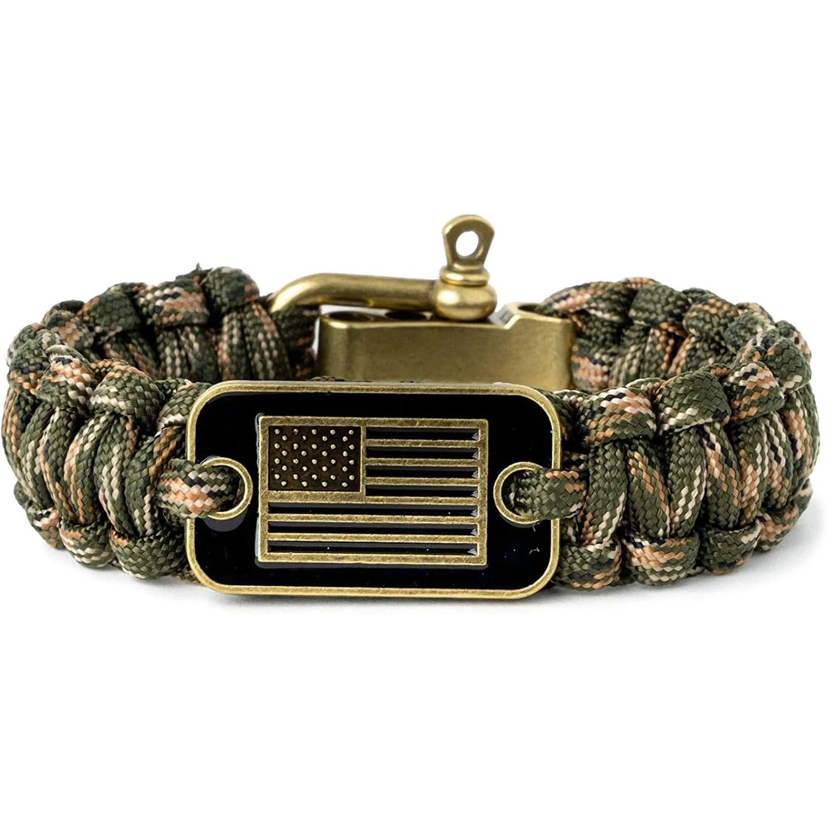 PULSEIRA TÁTICA DE SOBREVIVÊNCIA PARACORD FIVELA EUA EM BRONZE